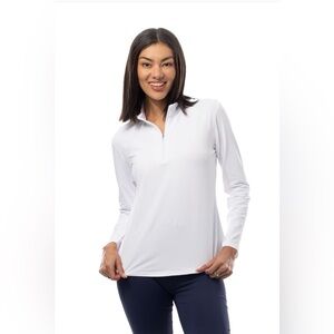 San Soleil White Long Sleeve Golf Top